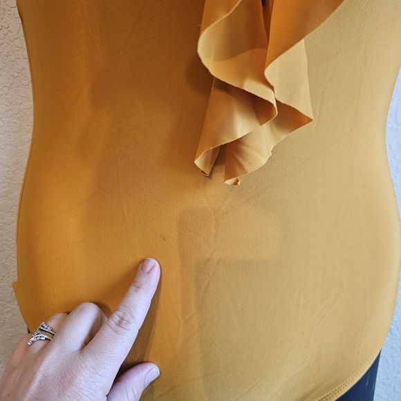 bleu rod beattie one piece swimsuit Size 10 Gold Ruffle Coast To Coast Plunge - Picture 3 of 8